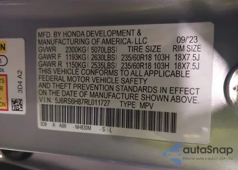 2024 Honda Cr-V Hybrid Sport-L from USA, damaged, VIN 5J6RS6H87RL011727